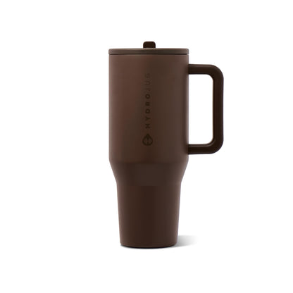 HydroJug Traveler 32oz, Insulated Water Bottle with Handle, Brown Leopard