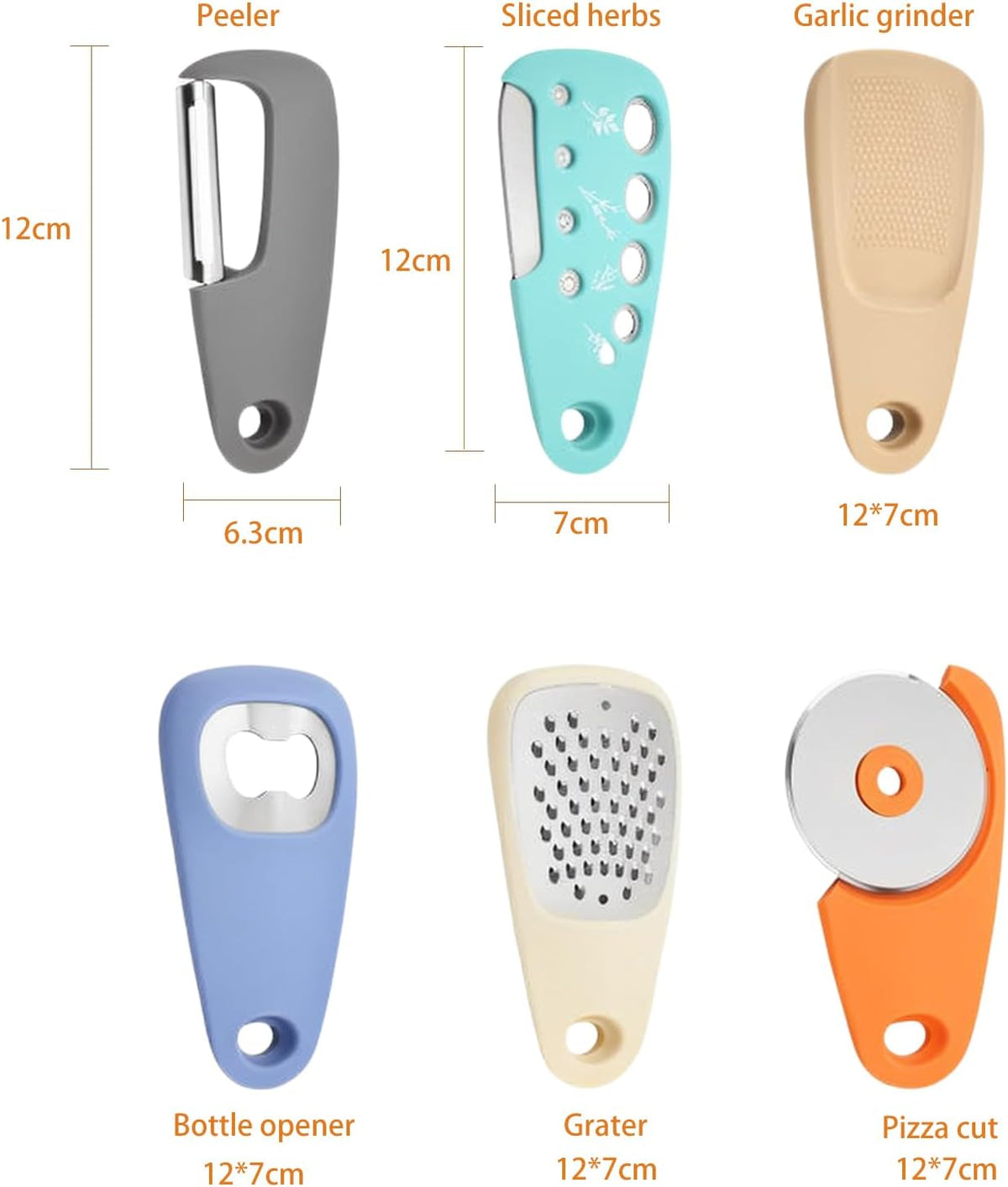 Kitchen Gadgets Set 6 Pieces, Stainless Multi Function Detachable