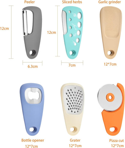 Kitchen Gadgets Set 6 Pieces, Stainless Multi Function Detachable