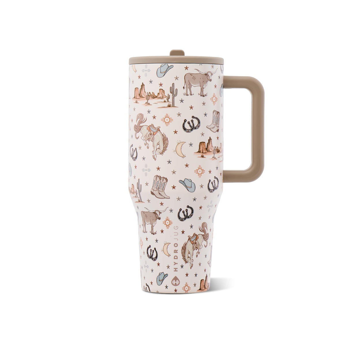 HydroJug Traveler 32oz, Insulated Water Bottle with Handle, Brown Leopard