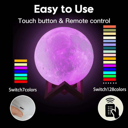 CPLA Moon Lamp Upgrade 128 Colors, 3D Printing Night Light, 5.9inch