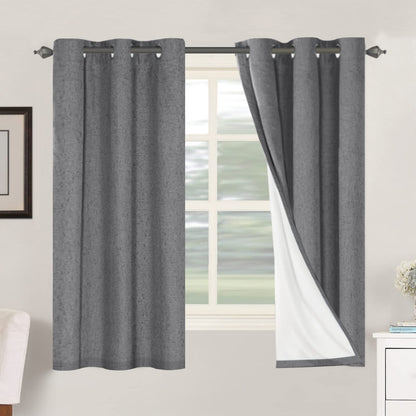H.VERSAILTEX Linen Blackout Curtains 108 Inch Long 100% Blackout Heavy-Duty Draperies for Living Room Bedroom Thermal Insulated Textured Window Treatment Anti Rust Grommet, 2 Panels, Bright White