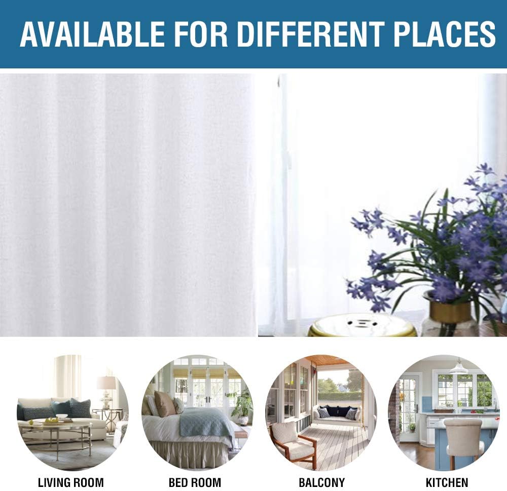 H.VERSAILTEX Linen Blackout Curtains 108 Inch Long 100% Blackout Heavy-Duty Draperies for Living Room Bedroom Thermal Insulated Textured Window Treatment Anti Rust Grommet, 2 Panels, Bright White