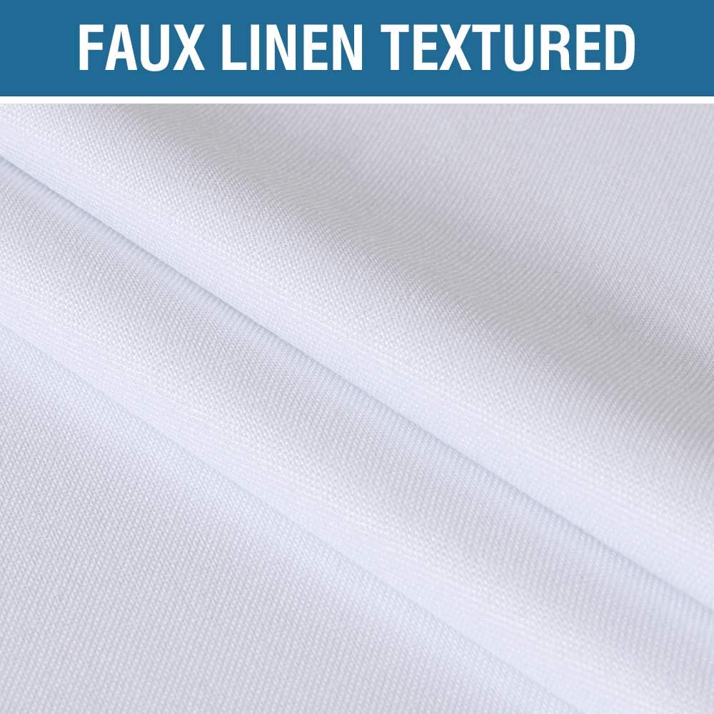 H.VERSAILTEX Linen Blackout Curtains 108 Inch Long 100% Blackout Heavy-Duty Draperies for Living Room Bedroom Thermal Insulated Textured Window Treatment Anti Rust Grommet, 2 Panels, Bright White