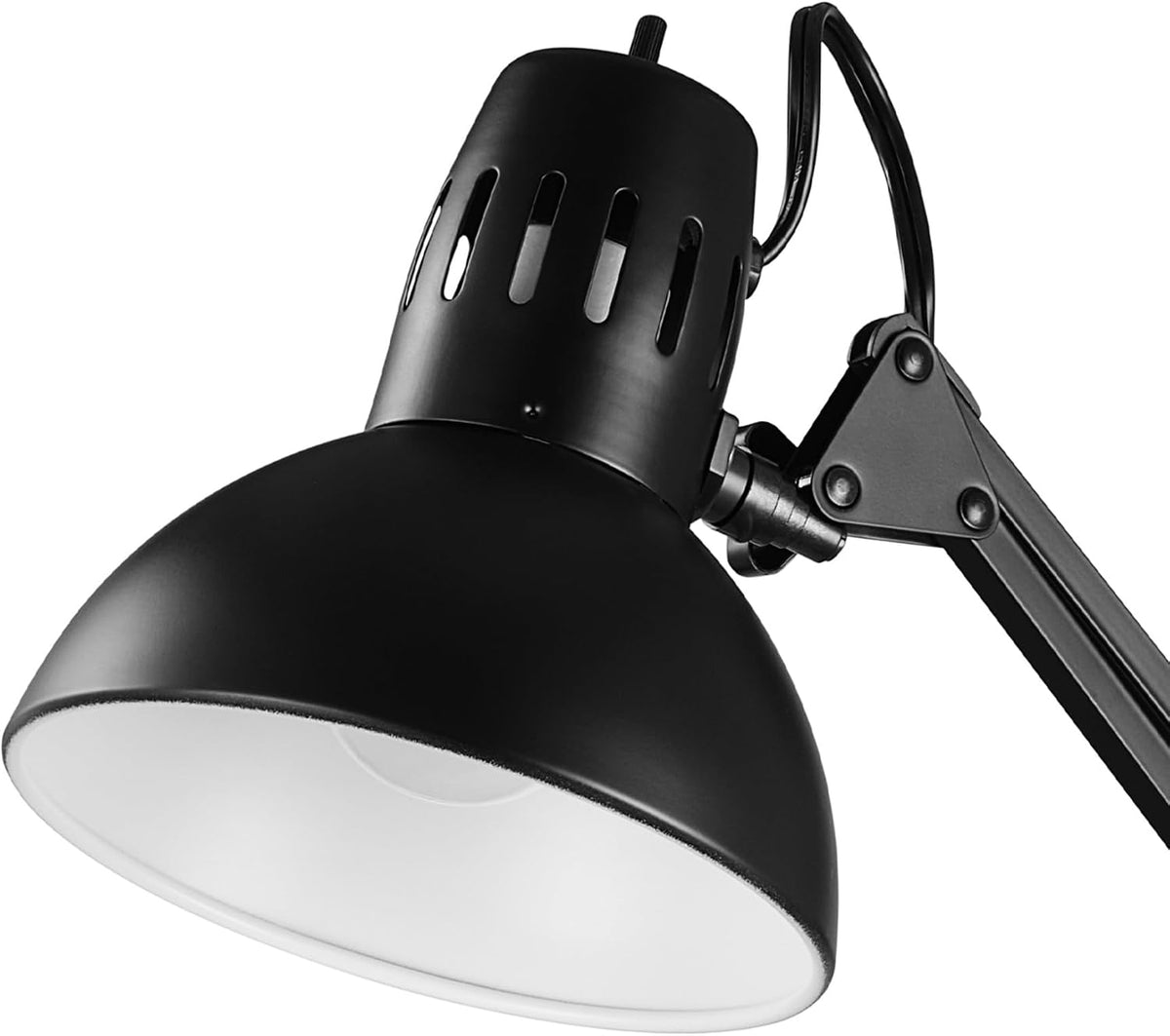 Globe Electric 56963 32" Multi-Joint Desk Lamp, Metal Clamp, Black, On/Off Rotary Switch on Shade, Partially Adjustable Swing Arm, Home Office Accessories, Lamp for Bedroom, Home Improvement