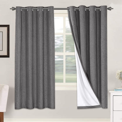 H.VERSAILTEX Linen Blackout Curtains 108 Inch Long 100% Blackout Heavy-Duty Draperies for Living Room Bedroom Thermal Insulated Textured Window Treatment Anti Rust Grommet, 2 Panels, Bright White