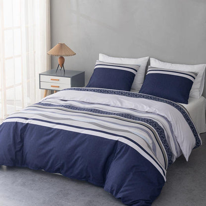 Conworld Christmas Duvet Cover Queen Size Set, Soft Reversible Red Plaid Reindeer Snowflake Printed Holiday Bedding Set with Zipper Closure, Corner Ties, 2 Pillowcases, 1 Duvet Cover 90x90 inches