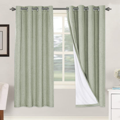 H.VERSAILTEX Linen Blackout Curtains 108 Inch Long 100% Blackout Heavy-Duty Draperies for Living Room Bedroom Thermal Insulated Textured Window Treatment Anti Rust Grommet, 2 Panels, Bright White