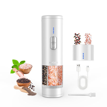 Electric Salt and Pepper Grinder Set, Battery Display & Storage Base, Black