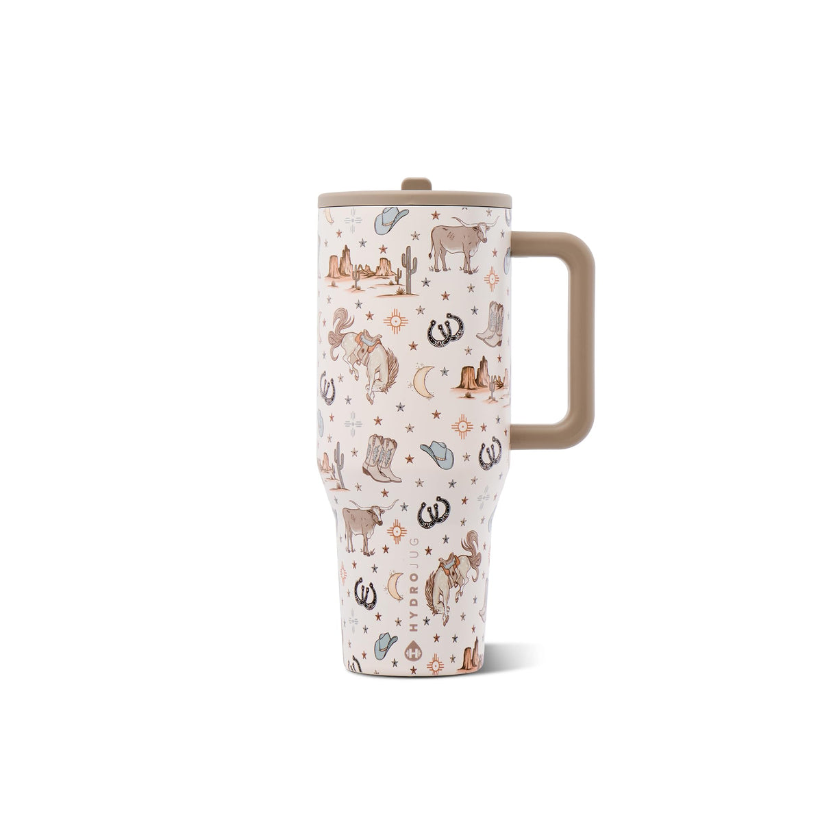 HydroJug Traveler 32oz, Insulated Water Bottle with Handle, Brown Leopard
