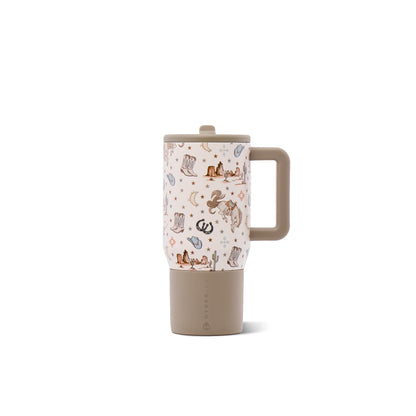 HydroJug Traveler 32oz, Insulated Water Bottle with Handle, Brown Leopard