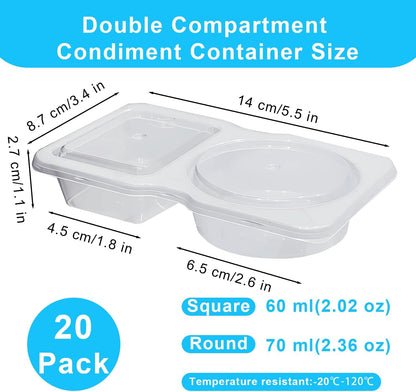 Pure Future 20-Pack Reusable Double Compartment Snack Containers with Lids