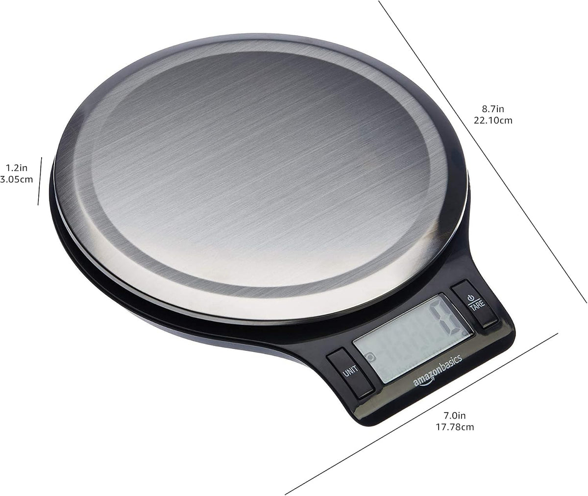 Amazon Basics Stainless Steel Digital Kitchen Scale with LCD Display, Batteries Included