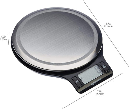Amazon Basics Stainless Steel Digital Kitchen Scale with LCD Display, Batteries Included