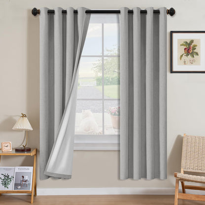 H.VERSAILTEX Linen Blackout Curtains 108 Inch Long 100% Blackout Heavy-Duty Draperies for Living Room Bedroom Thermal Insulated Textured Window Treatment Anti Rust Grommet, 2 Panels, Bright White