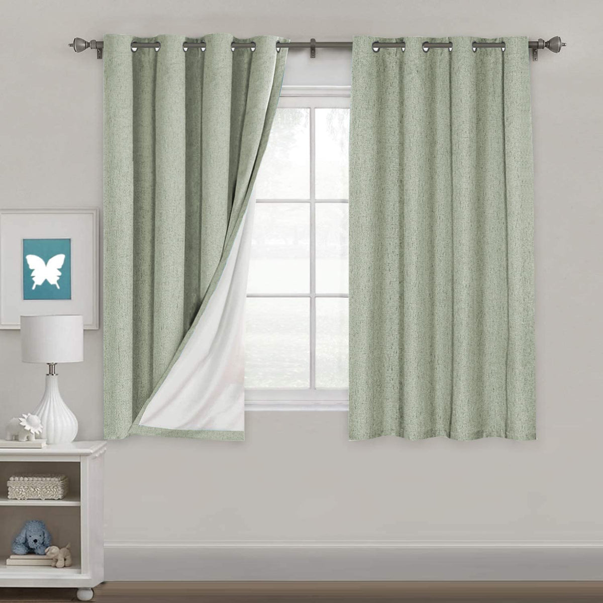 H.VERSAILTEX Linen Blackout Curtains 108 Inch Long 100% Blackout Heavy-Duty Draperies for Living Room Bedroom Thermal Insulated Textured Window Treatment Anti Rust Grommet, 2 Panels, Bright White