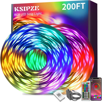 Ksipze 100ft led Lights Strip for Bedroom, Smart Music Sync RGB Color Changing with App and Remote Control, Power Supply Led Strip Lights Lumiere LED for Room Home Party Decoration