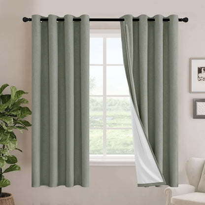 H.VERSAILTEX Linen Blackout Curtains 108 Inch Long 100% Blackout Heavy-Duty Draperies for Living Room Bedroom Thermal Insulated Textured Window Treatment Anti Rust Grommet, 2 Panels, Bright White