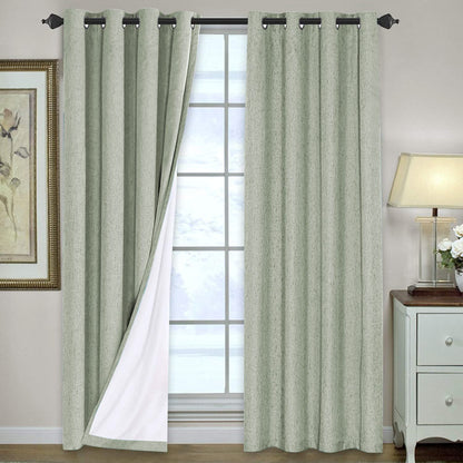 H.VERSAILTEX Linen Blackout Curtains 108 Inch Long 100% Blackout Heavy-Duty Draperies for Living Room Bedroom Thermal Insulated Textured Window Treatment Anti Rust Grommet, 2 Panels, Bright White