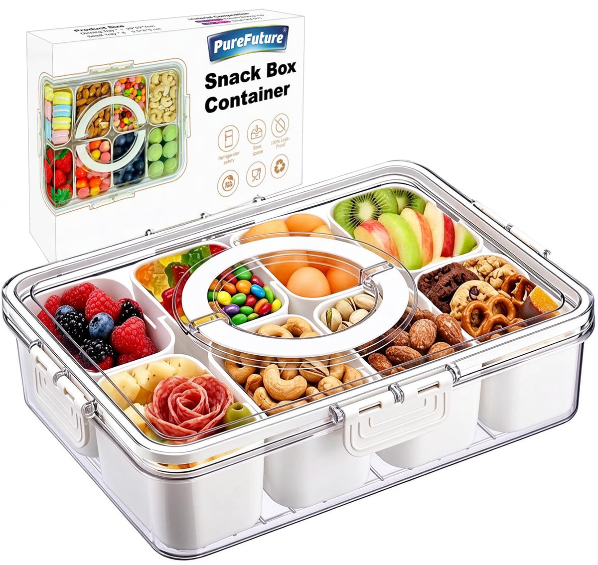 Pure Future 20-Pack Reusable Double Compartment Snack Containers with Lids