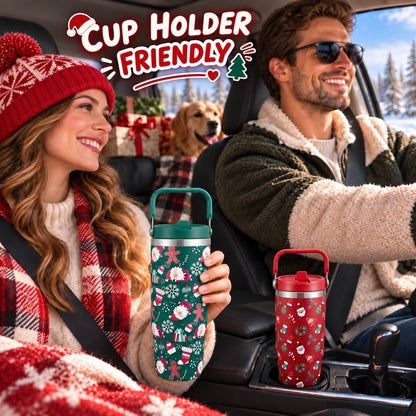 TaroKitc 30 oz Christmas Insulated Tumbler with Flip Straw and Top Handle