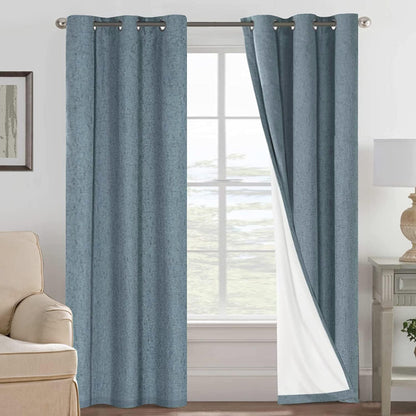 H.VERSAILTEX Linen Blackout Curtains 108 Inch Long 100% Blackout Heavy-Duty Draperies for Living Room Bedroom Thermal Insulated Textured Window Treatment Anti Rust Grommet, 2 Panels, Bright White