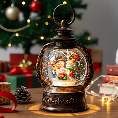 Christmas Snow Globe Lantern Water Glittering Cardinal with Music, USB Lined/Battery Operated Lighted Lantern for Christmas Festival Decoration Gifts