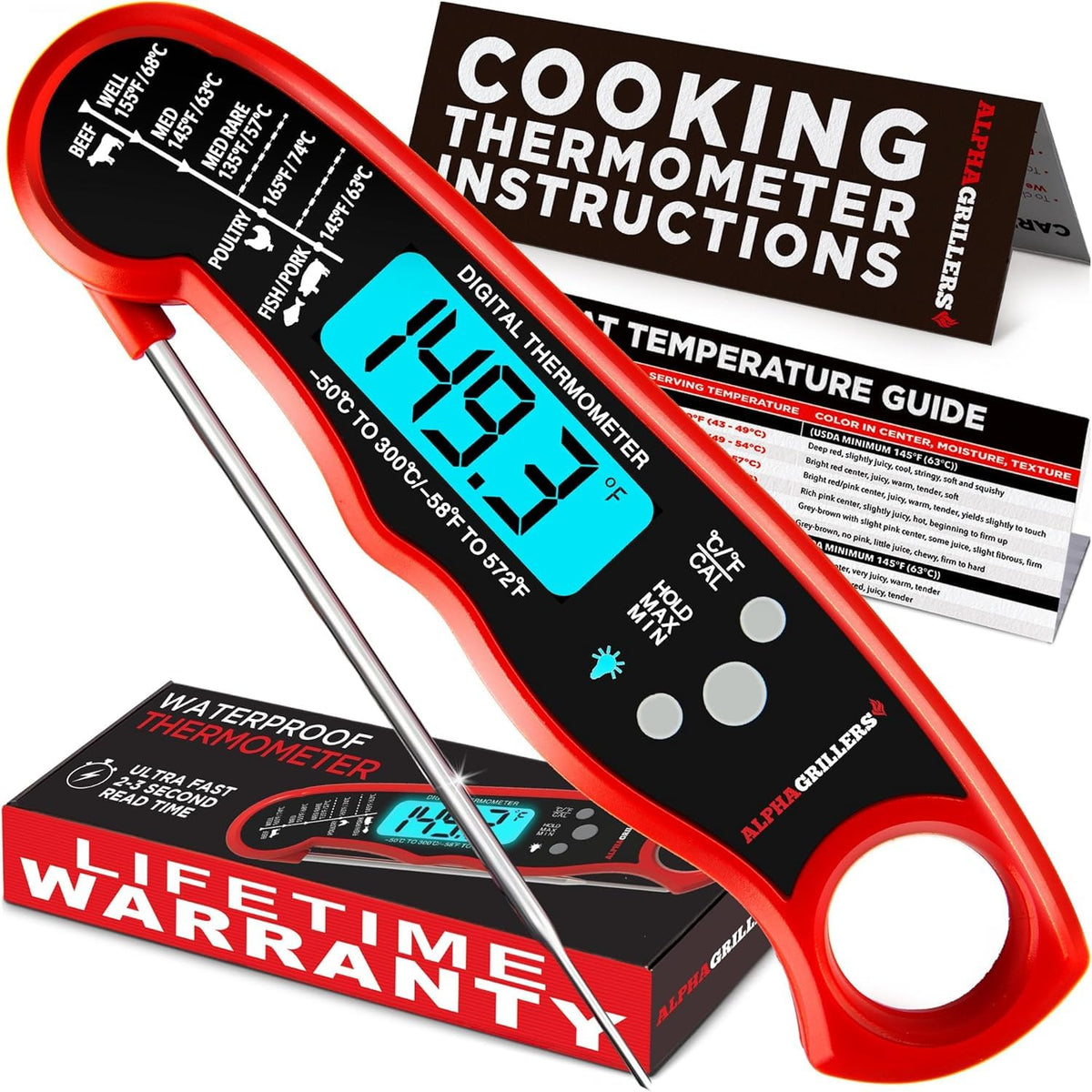 Alpha Grillers Meat Thermometer Digital Stocking Stuffers Gifts for Men Dad