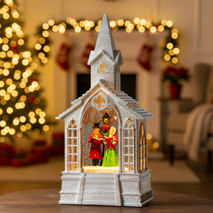Christmas Snow Globe Lantern Water Glittering Cardinal with Music, USB Lined/Battery Operated Lighted Lantern for Christmas Festival Decoration Gifts