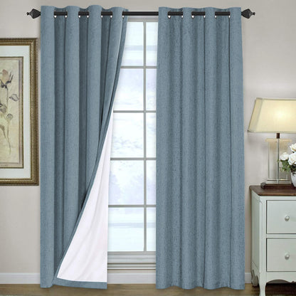 H.VERSAILTEX Linen Blackout Curtains 108 Inch Long 100% Blackout Heavy-Duty Draperies for Living Room Bedroom Thermal Insulated Textured Window Treatment Anti Rust Grommet, 2 Panels, Bright White