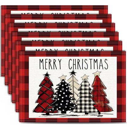 Set of 2 Christmas Table Runner, TOYPOPOR 2Pcs Buffalo Linen Christmas Trees Dining Table Runner for Xmas Holiday Seasonal Winter Decoration Indoor Outdoor Party Wedding - 72Inches
