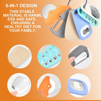 Kitchen Gadgets Set 6 Pieces, Stainless Multi Function Detachable