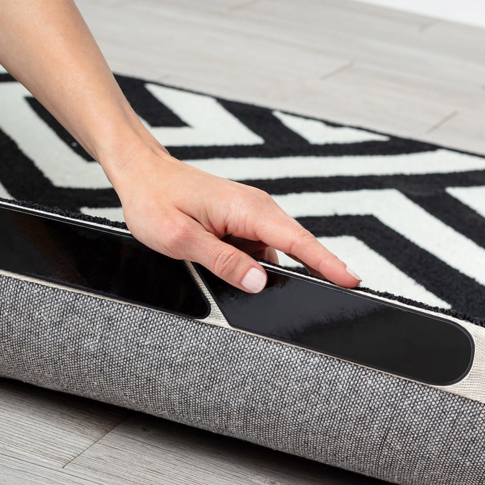 GORILLA GRIP Rug Gripper Pads Keep Area Rugs Corners from Curling, Reusable Double-Sided Stickers Holds Down Carpet in Place, Grips on Tile and Hardwood Floors Helps Prevent Sliding, Home Décor, 8 Pcs