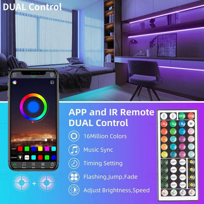 Ksipze 100ft led Lights Strip for Bedroom, Smart Music Sync RGB Color Changing with App and Remote Control, Power Supply Led Strip Lights Lumiere LED for Room Home Party Decoration