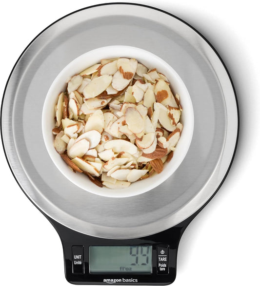 Amazon Basics Stainless Steel Digital Kitchen Scale with LCD Display, Batteries Included