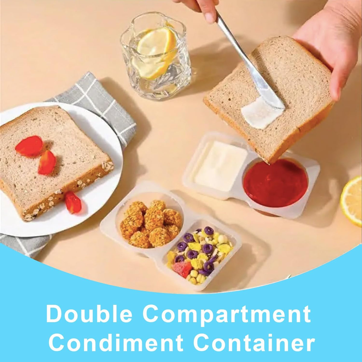 Pure Future 20-Pack Reusable Double Compartment Snack Containers with Lids