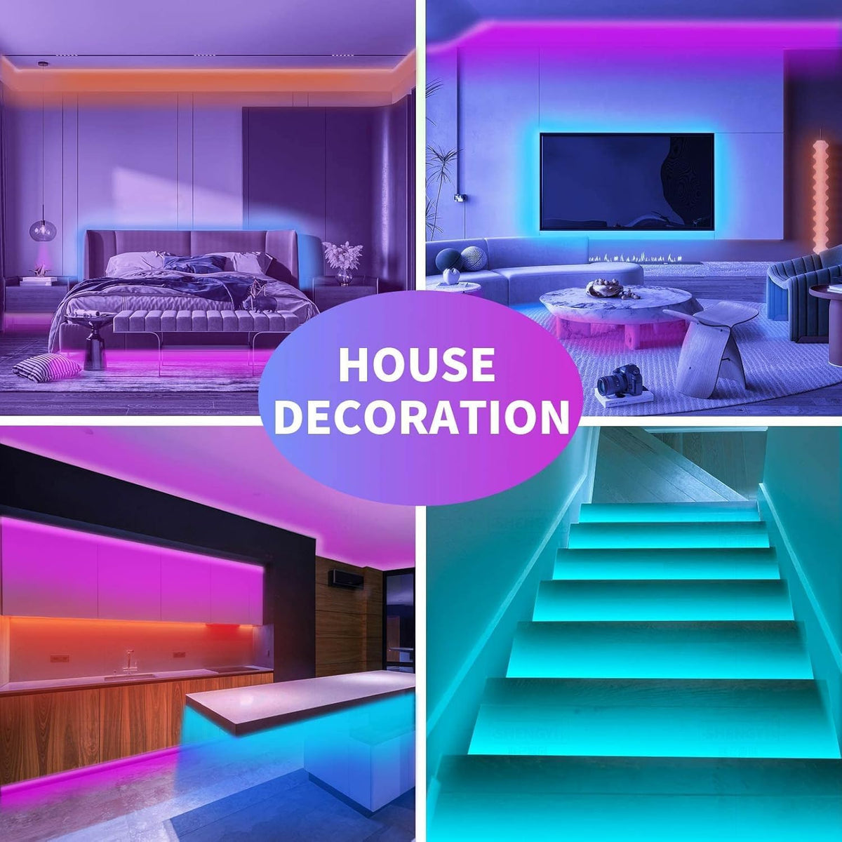 Ksipze 100ft led Lights Strip for Bedroom, Smart Music Sync RGB Color Changing with App and Remote Control, Power Supply Led Strip Lights Lumiere LED for Room Home Party Decoration