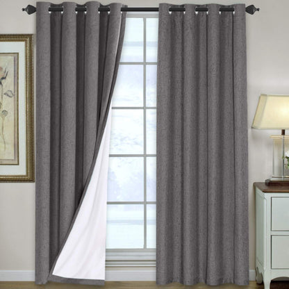 H.VERSAILTEX Linen Blackout Curtains 108 Inch Long 100% Blackout Heavy-Duty Draperies for Living Room Bedroom Thermal Insulated Textured Window Treatment Anti Rust Grommet, 2 Panels, Bright White
