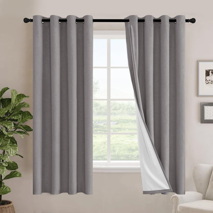 H.VERSAILTEX Linen Blackout Curtains 108 Inch Long 100% Blackout Heavy-Duty Draperies for Living Room Bedroom Thermal Insulated Textured Window Treatment Anti Rust Grommet, 2 Panels, Bright White
