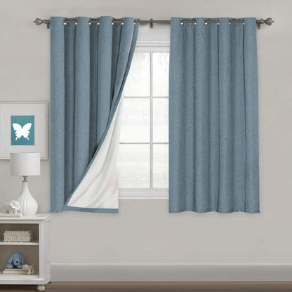 H.VERSAILTEX Linen Blackout Curtains 108 Inch Long 100% Blackout Heavy-Duty Draperies for Living Room Bedroom Thermal Insulated Textured Window Treatment Anti Rust Grommet, 2 Panels, Bright White