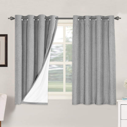 H.VERSAILTEX Linen Blackout Curtains 108 Inch Long 100% Blackout Heavy-Duty Draperies for Living Room Bedroom Thermal Insulated Textured Window Treatment Anti Rust Grommet, 2 Panels, Bright White