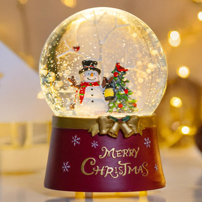 Christmas Snow Globe Lantern Water Glittering Cardinal with Music, USB Lined/Battery Operated Lighted Lantern for Christmas Festival Decoration Gifts