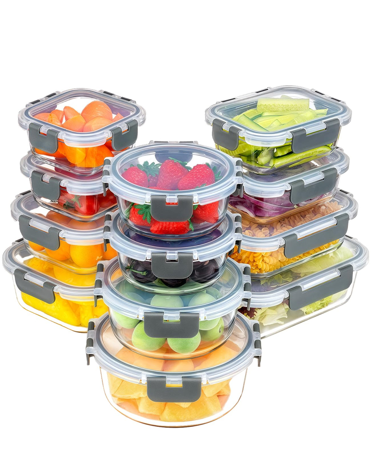 Pure Future 20-Pack Reusable Double Compartment Snack Containers with Lids