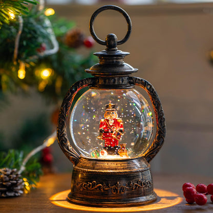 Christmas Snow Globe Lantern Water Glittering Cardinal with Music, USB Lined/Battery Operated Lighted Lantern for Christmas Festival Decoration Gifts