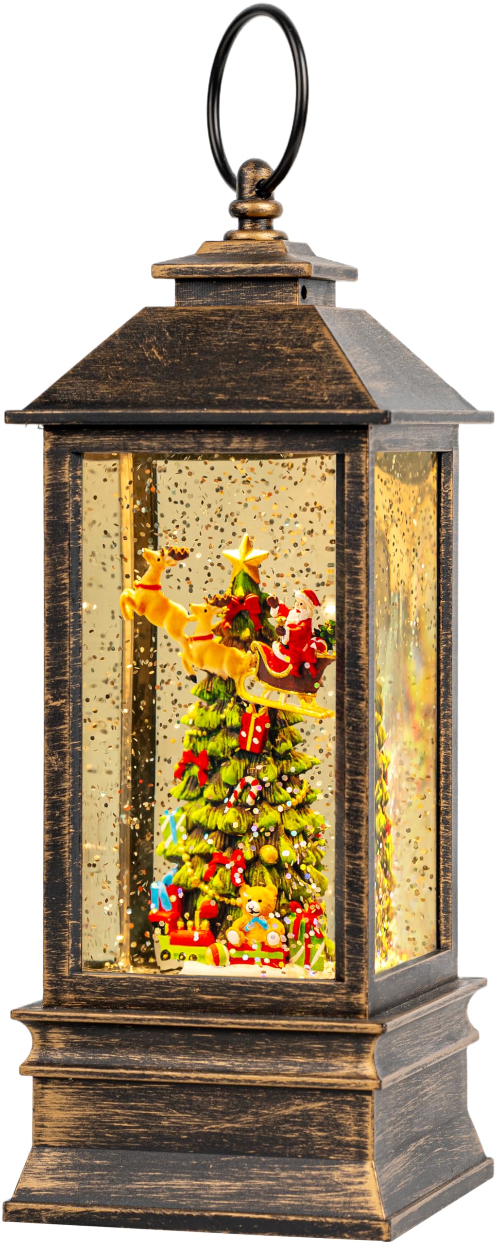 Christmas Snow Globe Lantern Water Glittering Cardinal with Music, USB Lined/Battery Operated Lighted Lantern for Christmas Festival Decoration Gifts