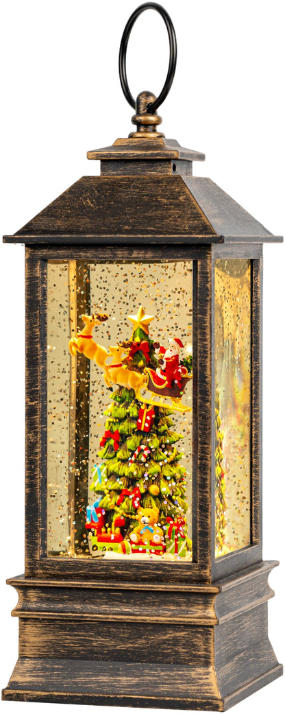 Christmas Snow Globe Lantern Water Glittering Cardinal with Music, USB Lined/Battery Operated Lighted Lantern for Christmas Festival Decoration Gifts