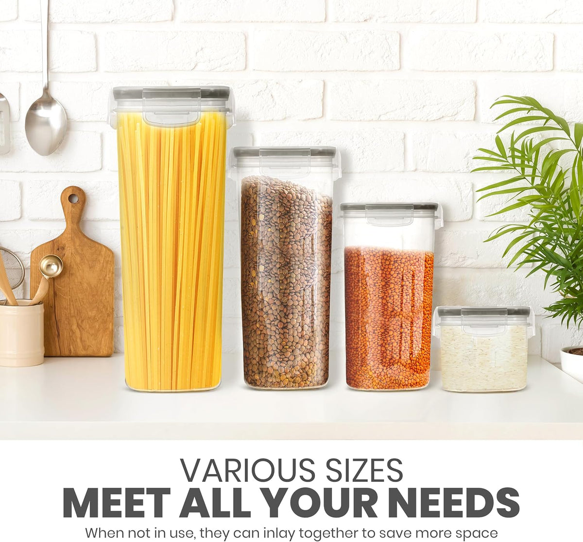 KICHLY 16 Pcs Airtight Food Storage Containers with Lids, Pantry Storage Containers for Kitchen Organization and Cereal Storage