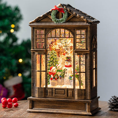 Christmas Snow Globe Lantern Water Glittering Cardinal with Music, USB Lined/Battery Operated Lighted Lantern for Christmas Festival Decoration Gifts