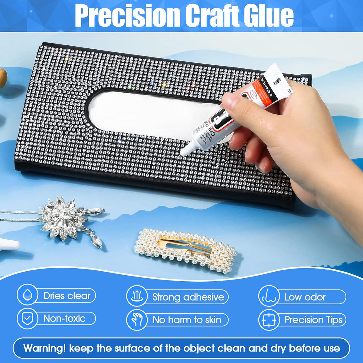 B-7000 Glue, Multipurpose Craft Glue Industrial Strength Adhesive Clear Semi Fluid for Bonding Phone Screen Tablet Jewelry Rhinestones DIY Electronic Components Repair Glass Metal (4x15 ml/0.5 oz)