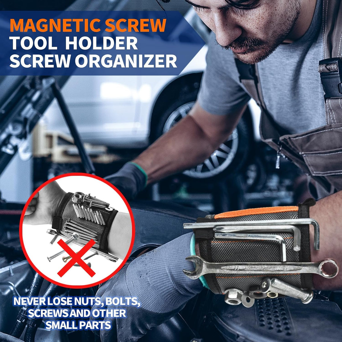 2 Pack Tool Belt Magnetic Wristband for Screws, Gifts for Men Dad